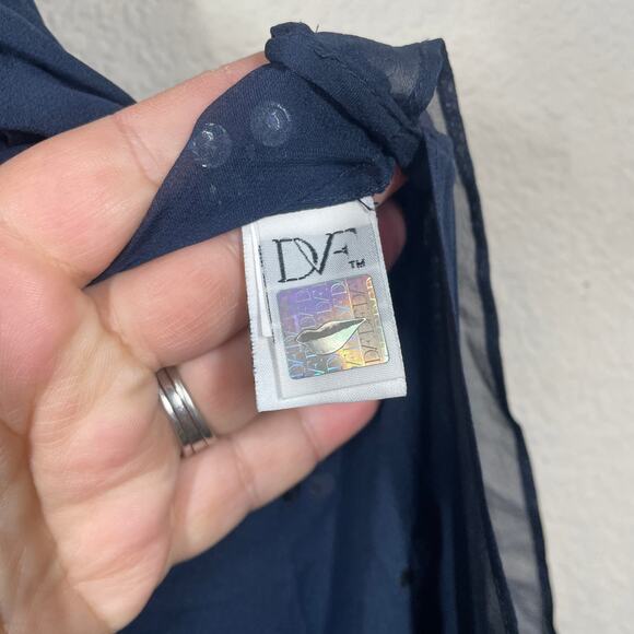 Diane Von Furstenberg 2 Abrielle Crystal Scoop Dress Mini Navy Silk Sleeveless - Picture 8 of 14